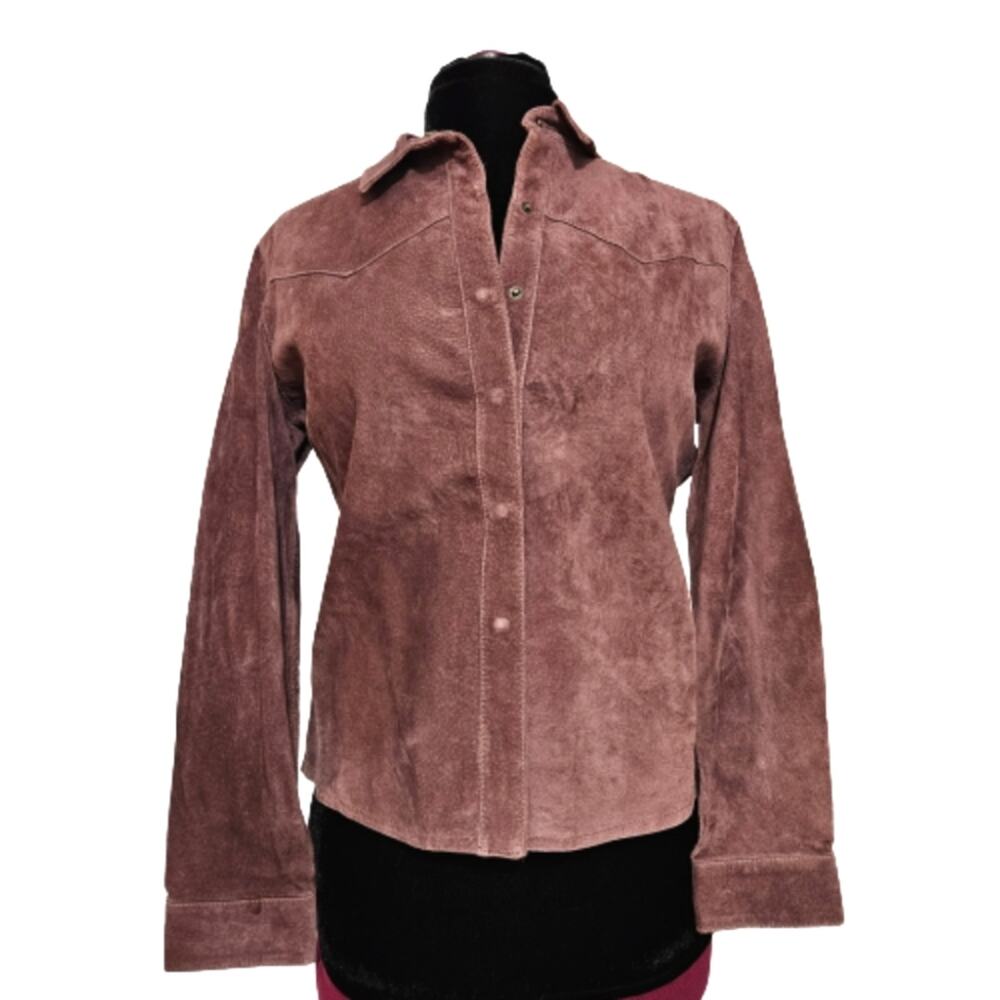 For Joseph Snap Front 100% Leather Western Cowgirl Mauve Shacket Size‎ Large